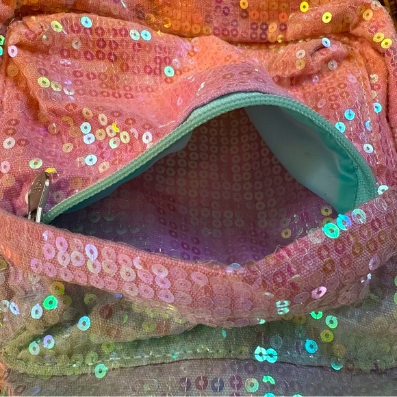 Justice Pom Pom sequin Ombre small / mini backpack bookbag - Picture 9 of 16